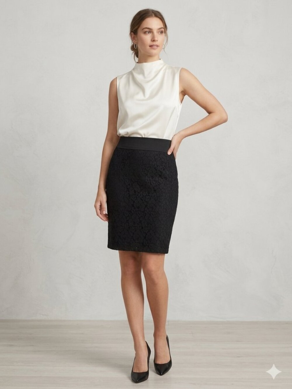 Vintage Jacob Canada Black Lace Pencil Skirt